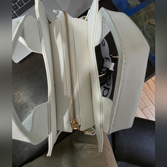 Bebe White Tote Shoulder Bag with Black Strap - Picture 11 of 14